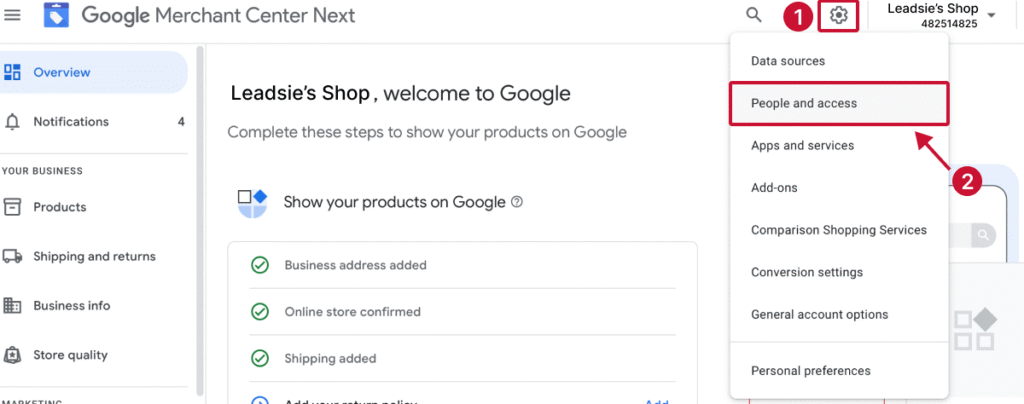 Access Google Shopping Account4