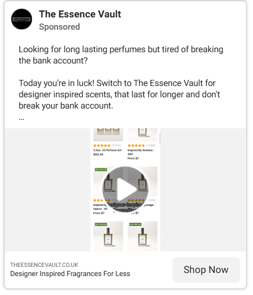Effective Perfume Facebook Ads to Boost Brand Awareness and Sales 3 perfume Facebook ads3