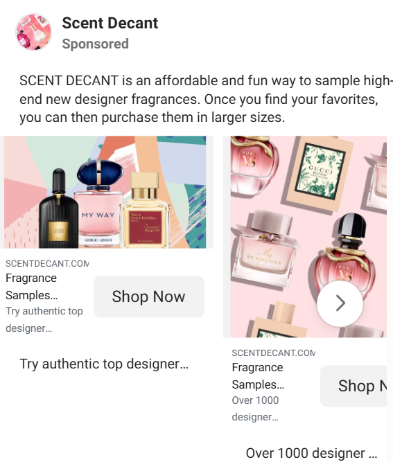 Effective Perfume Facebook Ads to Boost Brand Awareness and Sales 4 perfume Facebook ads4