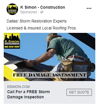 Inspiring Roofing Facebook Ads Example for Contractors 1 Roofing Facebook Ads Examples1
