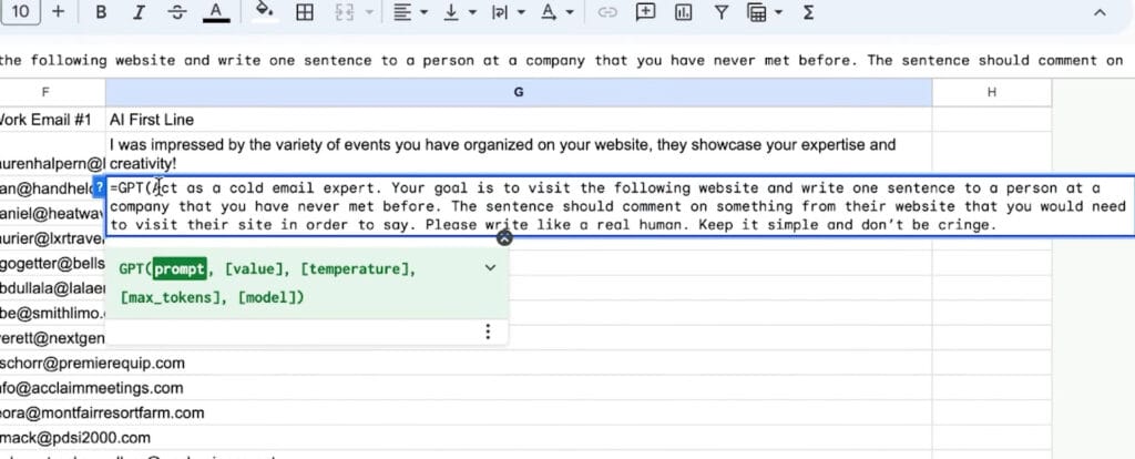 Boosting Email Open and Reply Rates using AI Personalization 3 Use This Cold Email AI Tool GPT for Sheets for B2B Lead Gen 5 14 screenshot