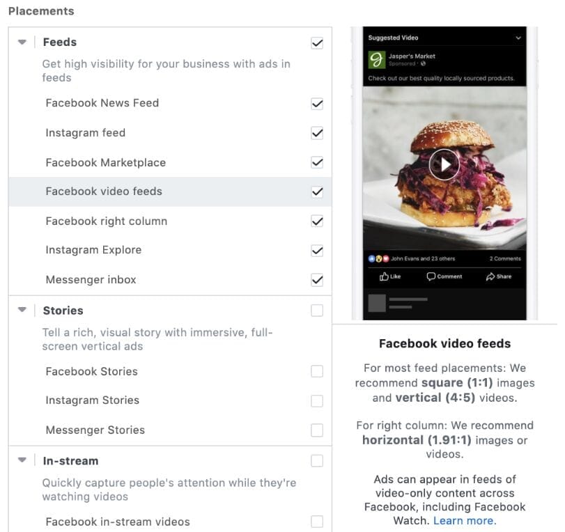 5 Steps to Success: Facebook Ad Campaign Setup guide 4 ad placements