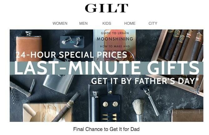 Advanced Ecommerce Marketing Strategies for Sales 19 Gilt last minute gifts ad